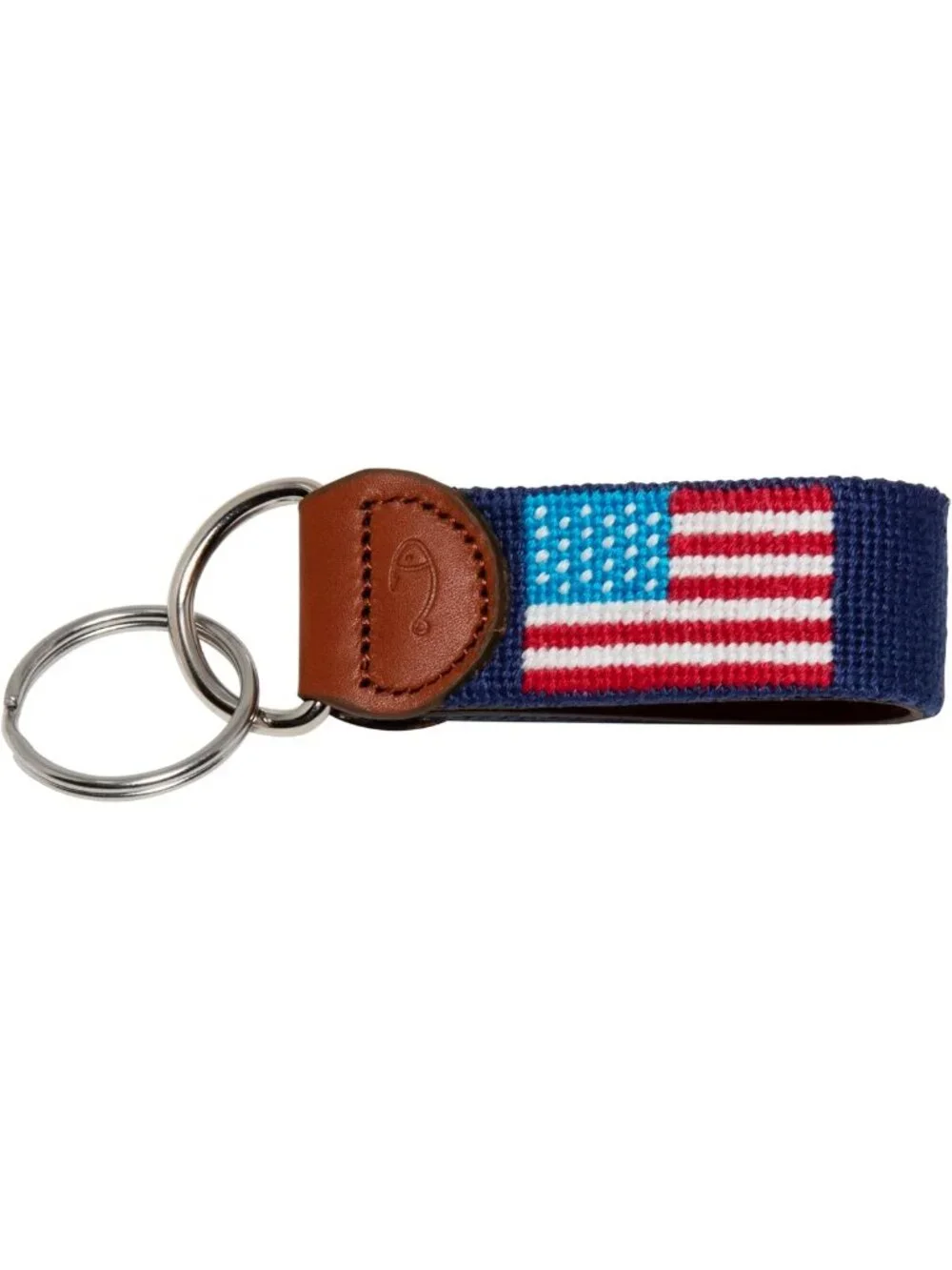 Hand-Stitched Leather Needlepoint Key Fob | Stylish Key Chain Accessory